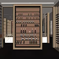 Elegant Modern Wine Cellar Interior With Organized Metal Racks And Glass Bottles