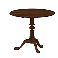 Classic Wooden Round Table with Pedestal Base and Curved Three Legs Design