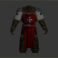 Medieval Warrior Character In Red Cape With Silver Armor And Cross Emblem