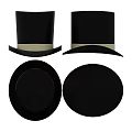 Stylish Top Hats Black and Purple with Black Background and Green Line Sketches