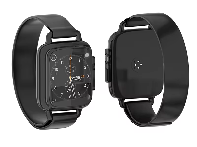 Modern Black Square Dial Watch With Sleek Strap And Contemporary Design 3d model