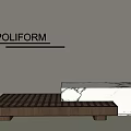 Poliform Modern Coffee Table With Wooden Base And Marble Top Design 3d model