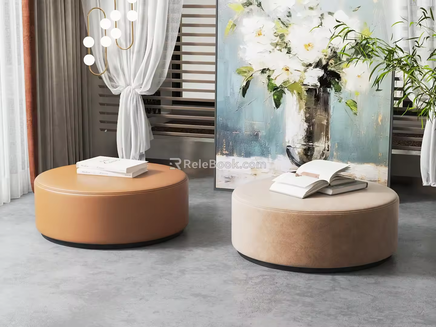 Modern sofa stool combination 3d model