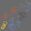 Colorful Coiled Cables with Plugs in Various Hues on Gray Background
