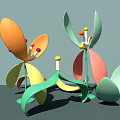 Colorful Abstract Plant Shaped Decorative Ornaments With Vibrant Petals And Stems