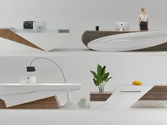 Modern Reception Desk Front Desk 3d model