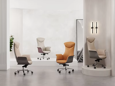 Modern Office Chairs With Multiple Colors Swivel Design And Rolling Wheels In Interior 3d model