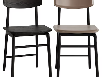Stylish Minimalist Solid Wood Dining Chair In Two Colors For Modern Home Dining Room Decor 3d model