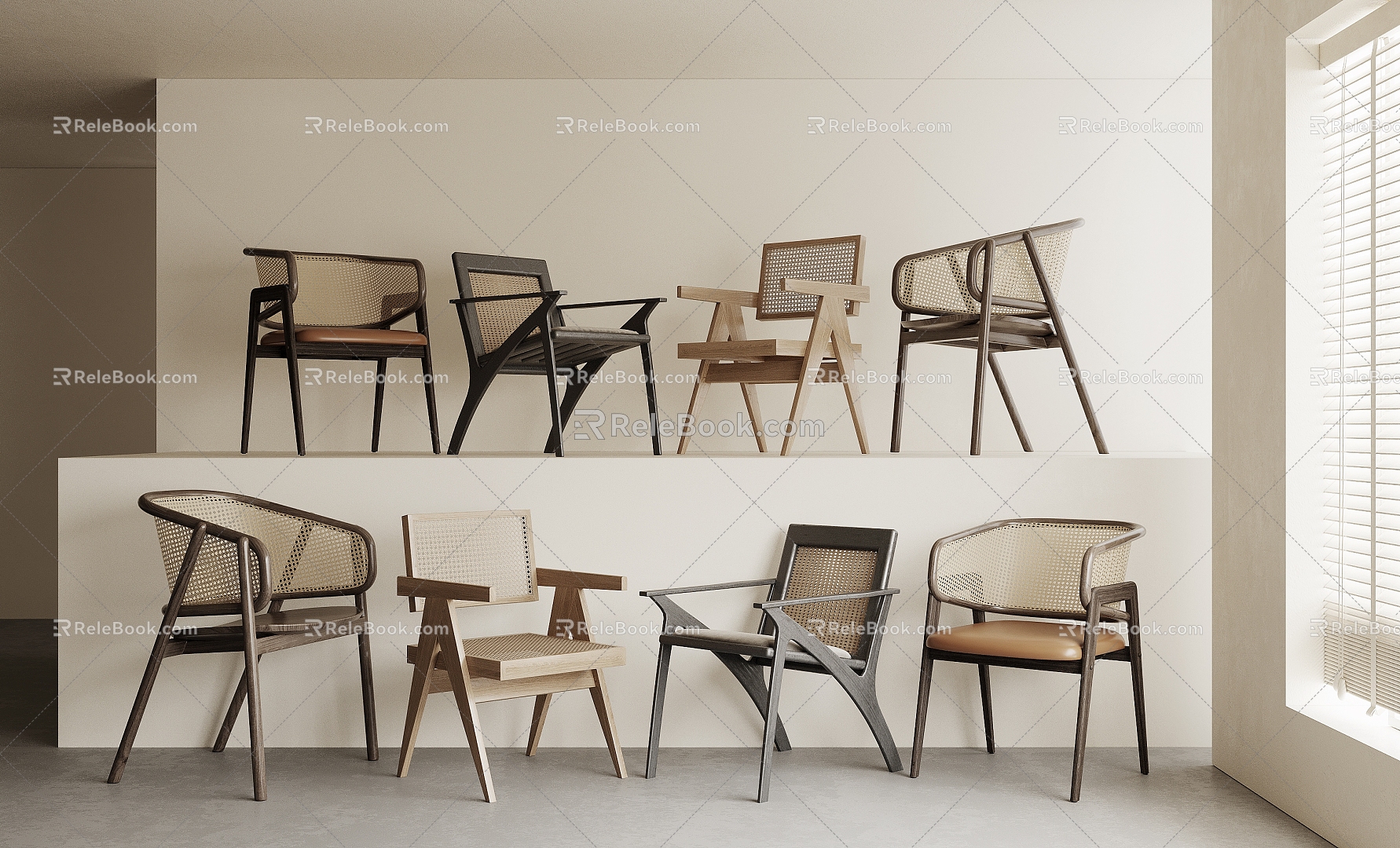 Quiet Wind Single Chair Single Chair Rattan Chair Dining Chair Chair 3d model