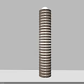 Cylindrical Floor Lamp with Layered Brown and White Stripes and White Top Design