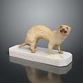 Yellowish Animal Sculpture in Standing Pose With Open Mouth On White Base