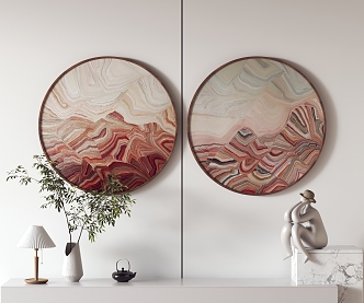 Modern Round Frame Painting Decorative Painting Hanging Painting 3d model