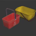 Red and Yellow Plastic Buckets for Daily Washing Use with Black Handles