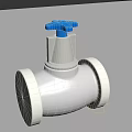 Silver Pipeline Valve With Blue Control Knob And Metallic Body Structure