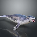 Realistic Grayish Blue Spotted Seal With Open Mouth And Lifelike Pose