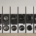 Stackable Modern Washing Machines In Black And White Multiple Models 3d model