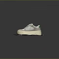 White and Green Platform Shoes With Perforated Upper Beige Sole And Logo On Tongue