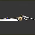 Crossed Fantasy Weapons Sword Bow With Decorative Shield Red Blue Green Gems