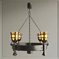 Rustic Metal Chandelier With Multiple Decorative Shades And Hanging Chain Design