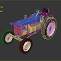 Blue Tractor Model With Black Seat White Wheels On Reflective Surface 3d model