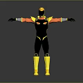 Futuristic Superhero Costume In Black Yellow Orange With Glowing Eyes And Reflective Boots