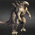 Giant Reptilian Monster Character with Spiked Back Sharp Claws and Scaly Skin