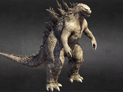 Giant Reptilian Monster Character with Spiked Back Sharp Claws and Scaly Skin 3d model