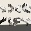 Modern Spiral Staircase Designs with Various Curved Structures and Creative Styles 3d model