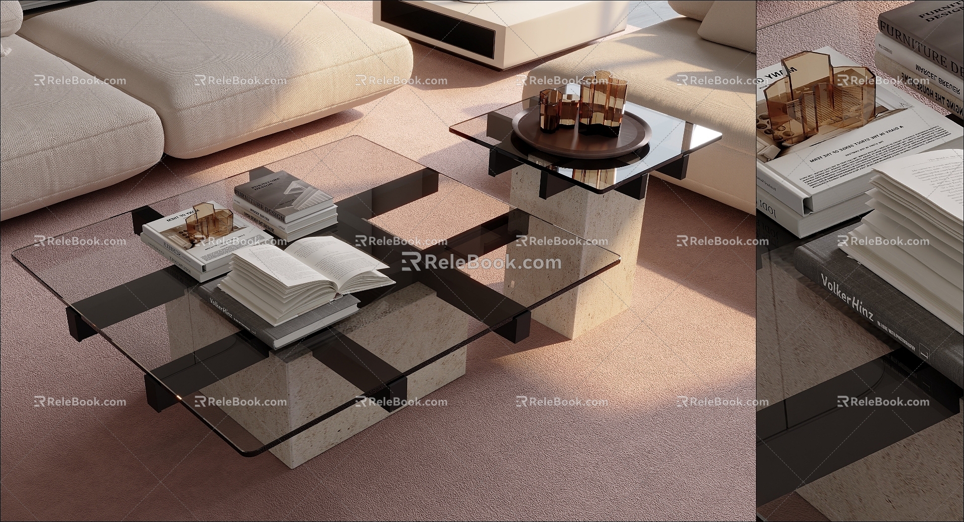 Modern glass coffee table 3d model