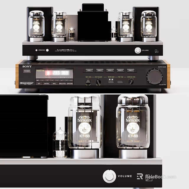 Sony Headphone Audio Amplifier Featuring Vacuum Tubes And Classic Design 3d model 