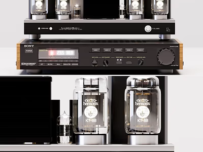 Sony Headphone Audio Amplifier Featuring Vacuum Tubes And Classic Design 3d model