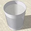 Silver Metal Mesh Trash Can With Cylindrical Design For Home Office Use