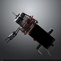 Industrial Mechanical Component with Motor Red Cables and Metal Casing Structure 3d model