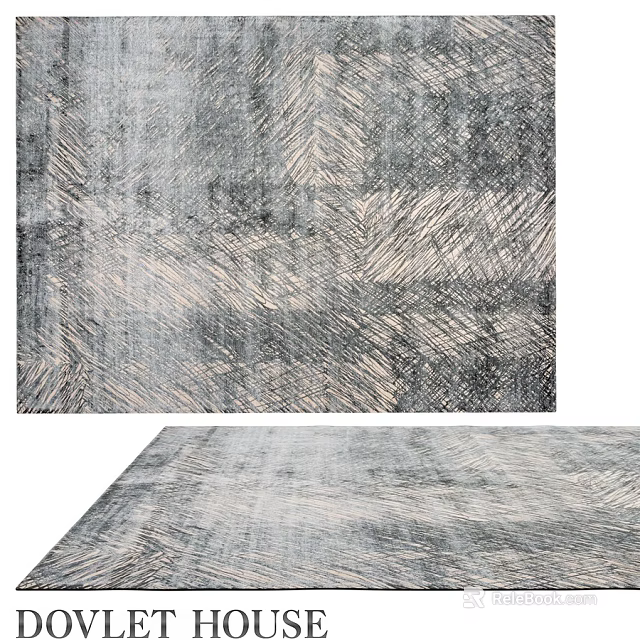 Modern Square Rug With Abstract Gray Beige Textured Pattern And Geometric Lines 3d model 