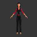Game Movie Character With Short Hair Black Vest Red Long Sleeves Tight Pants High Heels