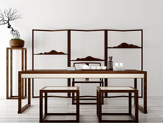 New Chinese Tea Table and Chair 3d model