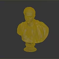 Roman Man Bust Sculpture With Classical Robe Details And Ornate Base