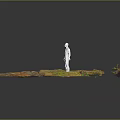 Wood And Stone Natural Branches Moss Covered Logs Slabs Display With Human Figure For Scale