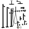 Complete Modern Shower System With Rainfall Head Handheld Sprayer And Faucet Handles