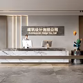Modern company front desk background wall reception area bar desk reception desk hall simple lobby 3d model
