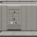 Elegant Modern Bookcase Design With Open Shelves And Marble Storage Cabinets