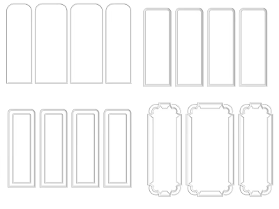 Carved Decorative Panel Designs For Cabinets Featuring Various Shapes And Classic Patterns 3d model