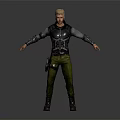 Realistic 3D Male Character Model Wearing Gray Jacket Green Pants And Boots With Arms Outstretched