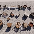 Stylish Lounge Chairs In Various Styles With Wooden Rattan And Side Tables On Gray Floor