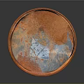 Rusty Metal Barrel With Orange Gray Rusted Surface Cylindrical Shape And Worn Base