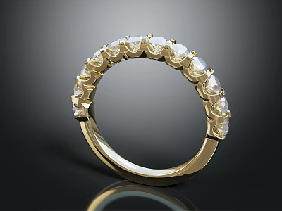 Stunning Gold Eternity Ring With Round Cut Diamonds Classic Design 3d model