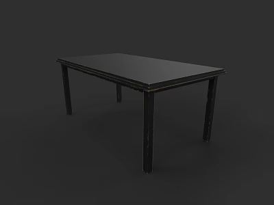 Modern Black Dining Table Set With Sleek Top And Sturdy Wooden Legs 3d model