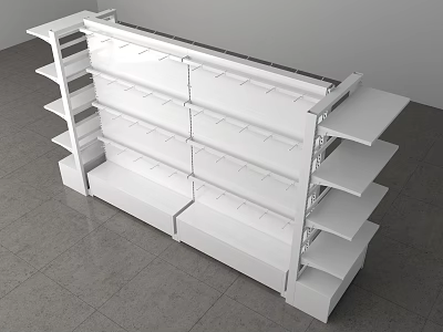 White Multi Tiered Modern Display Shelf For Retail Product 3d model