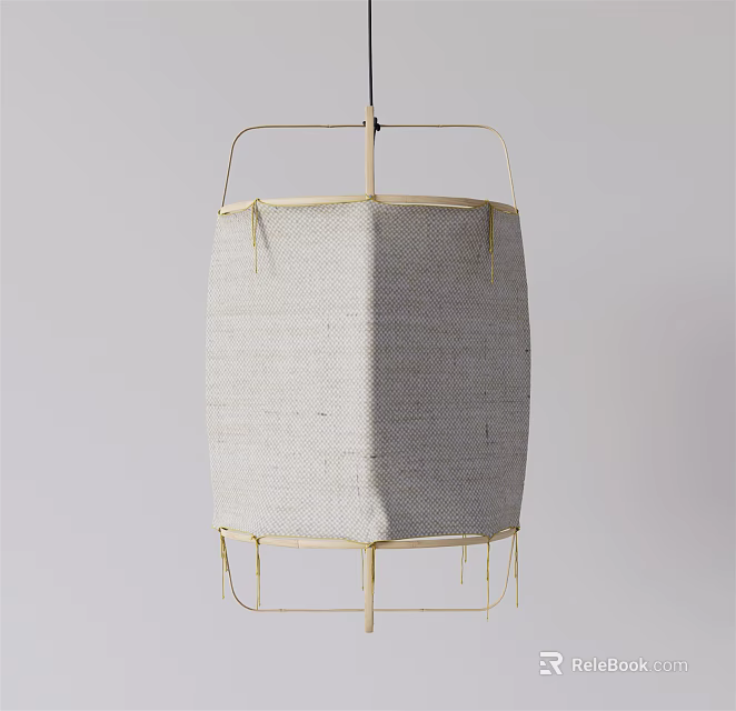 Modern Fabric Square Pendant Light With Neutral Shade And Metal Frame 3d model 