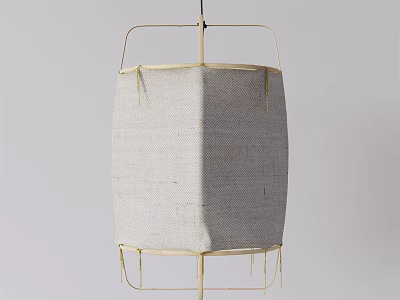 Modern Fabric Square Pendant Light With Neutral Shade And Metal Frame 3d model